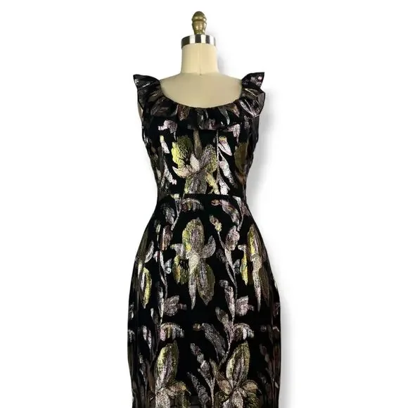 New w/ Tags WE ARE KINDRED silk metallic floral dress HARLOW FLOUNCE gown. - Picture 8 of 17